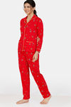 Zivame Queen Bee Antiviral Finish Cotton Pyjama Set - Red — thumbnail 2